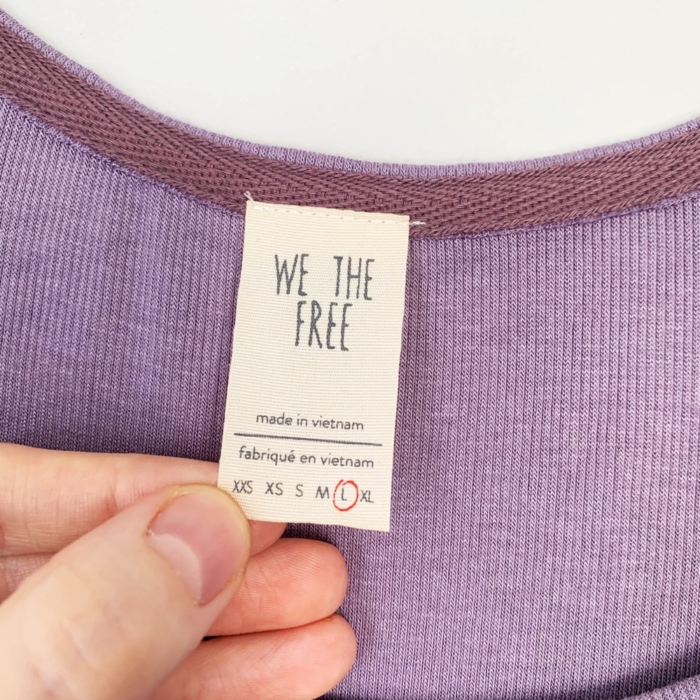 Free People Love Valley Long Sleeve Top Purple Tee - Picture 10 of 16